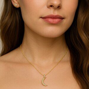 Melinda Maria 18K Gold-Plated Reversible Crescent Moon Necklace 18–20”